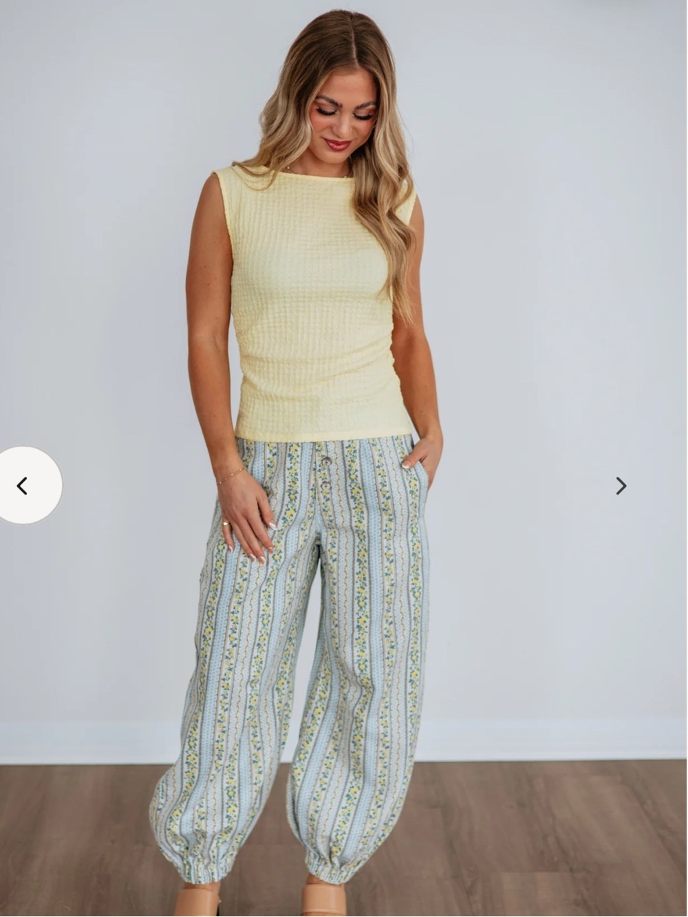 POL Striped Floral Button-Front jogger Pants